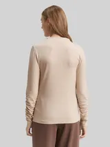 TOM TAILOR DENIM Damen Langarmshirt mit Raffärmeln, beige, Meliert – Bild 5