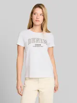 TOM TAILOR DENIM Damen T-Shirt mit Leo-Print, weiß, Uni – Bild 4