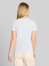 TOM TAILOR DENIM Damen T-Shirt mit Leo-Print, weiß, Uni – Bild 5