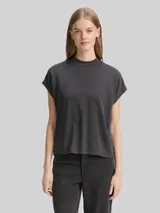 TOM TAILOR DENIM Damen T-Shirt mit Fledermausärmeln, schwarz, Uni – Bild 4