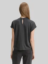 TOM TAILOR DENIM Damen T-Shirt mit Fledermausärmeln, schwarz, Uni – Bild 5