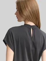 TOM TAILOR DENIM Damen T-Shirt mit Fledermausärmeln, schwarz, Uni – Bild 6