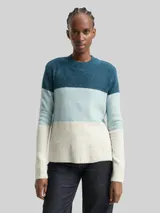 TOM TAILOR DENIM Damen Strickpullover mit Colour Blocking, blau, Colour Blocking – Bild 4