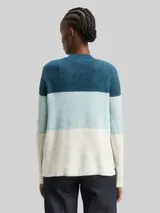 TOM TAILOR DENIM Damen Strickpullover mit Colour Blocking, blau, Colour Blocking – Bild 5