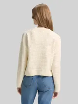 TOM TAILOR DENIM Damen Relaxed Fit Strickpullover, weiß, Uni – Bild 5