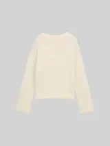 TOM TAILOR DENIM Damen Relaxed Fit Strickpullover, weiß, Uni – Bild 3