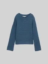 TOM TAILOR DENIM Damen Relaxed Fit Strickpullover, blau, Uni – Bild 3