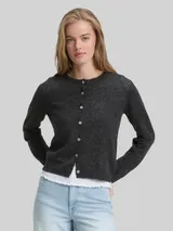 TOM TAILOR DENIM Damen Cardigan mit Rundhalsausschnitt, grau, Meliert – Bild 4