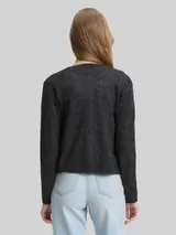 TOM TAILOR DENIM Damen Cardigan mit Rundhalsausschnitt, grau, Meliert – Bild 5