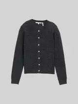 TOM TAILOR DENIM Damen Cardigan mit Rundhalsausschnitt, grau, Meliert – Bild 3