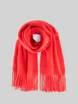 TOM TAILOR DENIM Damen Schal mit Fransen, rot, Uni – Bild 3