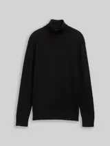 TOM TAILOR DENIM Herren Rollkragenpullover aus Baumwolle, schwarz, Uni – Bild 3