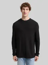 TOM TAILOR DENIM Herren Relaxed Fit Strickpullover, schwarz, Uni – Bild 4