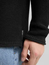 TOM TAILOR DENIM Herren Relaxed Fit Strickpullover, schwarz, Uni – Bild 6