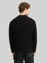 TOM TAILOR DENIM Herren Relaxed Fit Strick-Poloshirt, schwarz, Uni – Bild 5