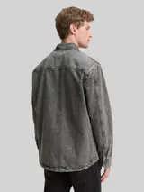 TOM TAILOR DENIM Herren Overshirt Jeanshemd mit Brusttasche, grau, Uni – Bild 5