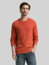 TOM TAILOR Herren Strickpullover mit Kaschmir-Anteil, orange, Meliert – Bild 4