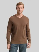 TOM TAILOR Herren Strickpullover mit Kaschmir-Anteil, braun, Meliert – Bild 4