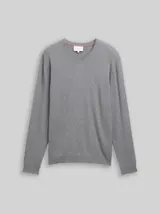 TOM TAILOR Herren Strickpullover mit Kaschmir-Anteil, grau, Meliert – Bild 3