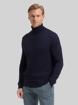 TOM TAILOR Herren Rollkragenpullover mit Kaschmir-Anteil, blau, Meliert – Bild 4