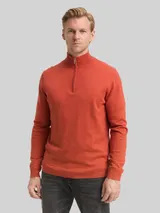 TOM TAILOR Herren Troyer Strickpullover mit Kaschmir-Anteil, orange, Meliert – Bild 4