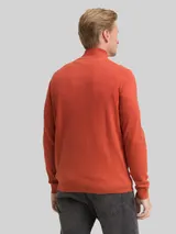 TOM TAILOR Herren Troyer Strickpullover mit Kaschmir-Anteil, orange, Meliert – Bild 5