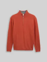 TOM TAILOR Herren Troyer Strickpullover mit Kaschmir-Anteil, orange, Meliert – Bild 3