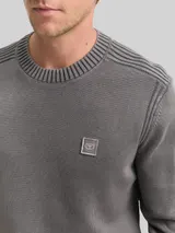 TOM TAILOR Herren Strickpullover im Washed-Look aus Baumwolle, grau, Uni – Bild 6