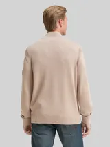 TOM TAILOR Herren Troyer Strickpullover im Washed-Look aus Baumwolle, braun, Uni – Bild 5