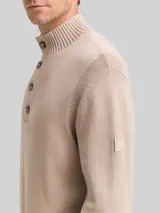 TOM TAILOR Herren Troyer Strickpullover im Washed-Look aus Baumwolle, braun, Uni – Bild 6