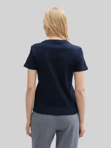 TOM TAILOR Damen T-Shirt mit Rundhalsausschnitt, blau, Uni – Bild 5