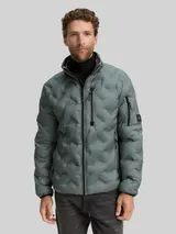 TOM TAILOR Herren Hybrid Steppjacke mit verstaubarer Kapuze, grün, Uni – Bild 4