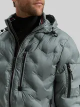 TOM TAILOR Herren Hybrid Steppjacke mit verstaubarer Kapuze, grün, Uni – Bild 6