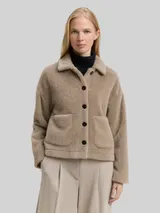 TOM TAILOR Damen Teddy Jacke mit Taschen, grau, Uni – Bild 4