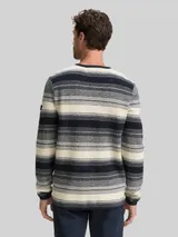 TOM TAILOR Herren Strickpullover im Streifenmuster, weiß, Gestreift – Bild 5