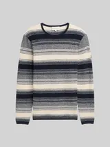 TOM TAILOR Herren Strickpullover im Streifenmuster, weiß, Gestreift – Bild 3