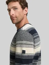 TOM TAILOR Herren Strickpullover im Streifenmuster, weiß, Gestreift – Bild 6