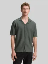 TOM TAILOR DENIM Herren Strick-Poloshirt mit kurzen Ärmeln, grün, Uni – Bild 4