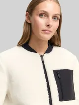 TOM TAILOR DENIM Damen Teddy Jacke mit Bomberkragen, weiß, Uni – Bild 6