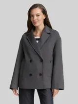 TOM TAILOR Damen Cabanjacke mit Wollanteil, grau, Meliert – Bild 4
