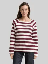 TOM TAILOR Damen Langarmshirt mit Streifenmuster, rot, Gestreift – Bild 4