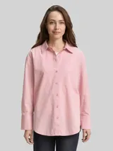 TOM TAILOR Damen Loose Fit Popeline Hemdbluse, rosa, Uni – Bild 4