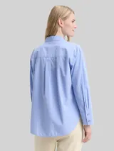 TOM TAILOR Damen Loose Fit Popeline Hemdbluse, blau, Uni – Bild 5