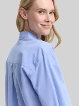 TOM TAILOR Damen Loose Fit Popeline Hemdbluse, blau, Uni – Bild 6