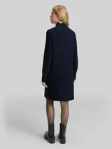 TOM TAILOR Damen Strickkleid mit Stehkragen, blau, Uni – Bild 5