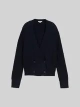 TOM TAILOR Damen Cardigan in Wickel-Optik, blau, Uni – Bild 3