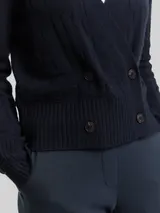 TOM TAILOR Damen Cardigan in Wickel-Optik, blau, Uni – Bild 6