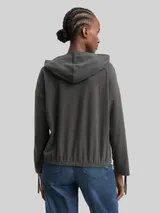 TOM TAILOR DENIM Damen Loose Fit Langarmshirt mit Kapuze, grau, Meliert – Bild 5