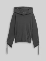TOM TAILOR DENIM Damen Loose Fit Langarmshirt mit Kapuze, grau, Meliert – Bild 3
