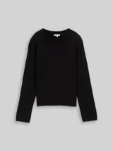 TOM TAILOR Damen Strickpullover mit Kaschmir-Anteil, schwarz, Uni – Bild 3